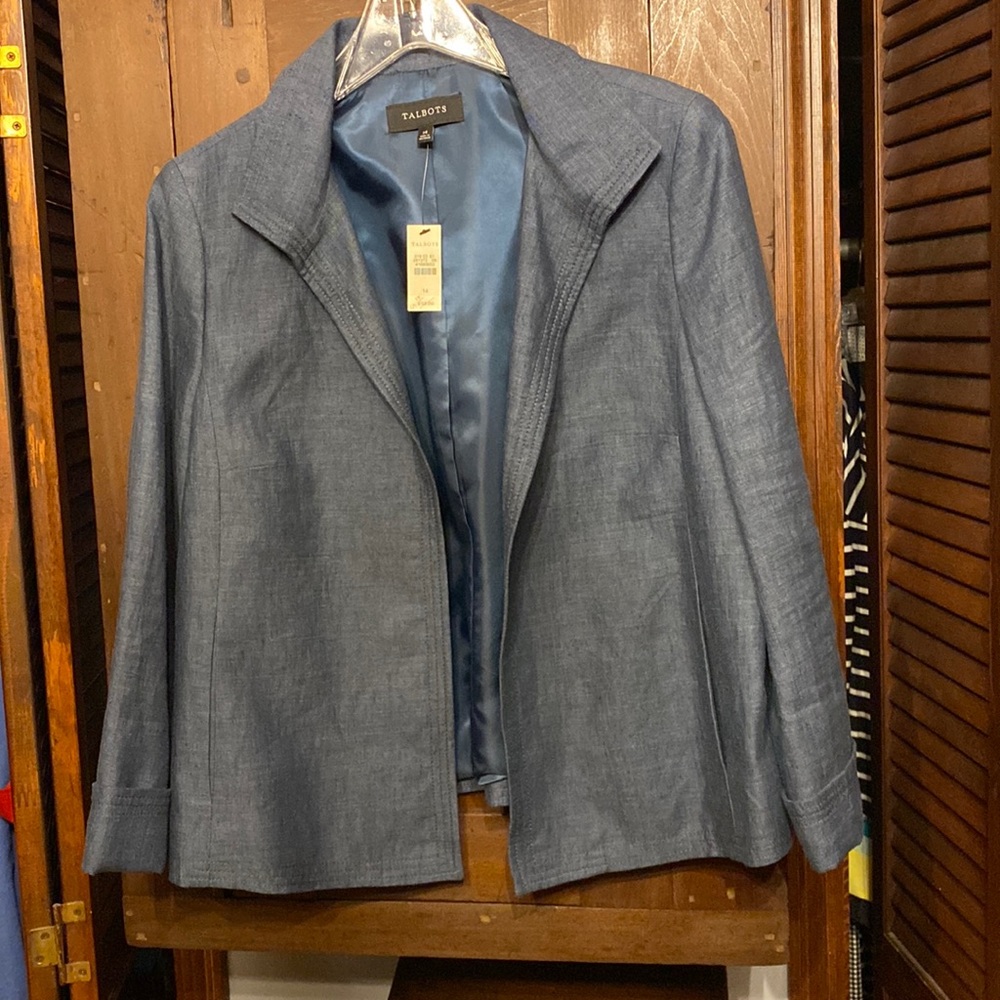 Talbots New With Tags Fully Lined Linen Jacket No Buttons Size 14